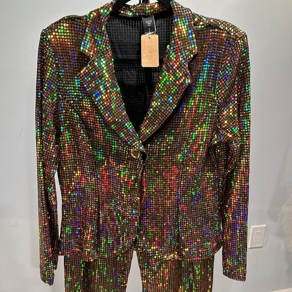 Plus Disco Gold Metallic 2 Piece Jacket Set - Picture 2 of 7